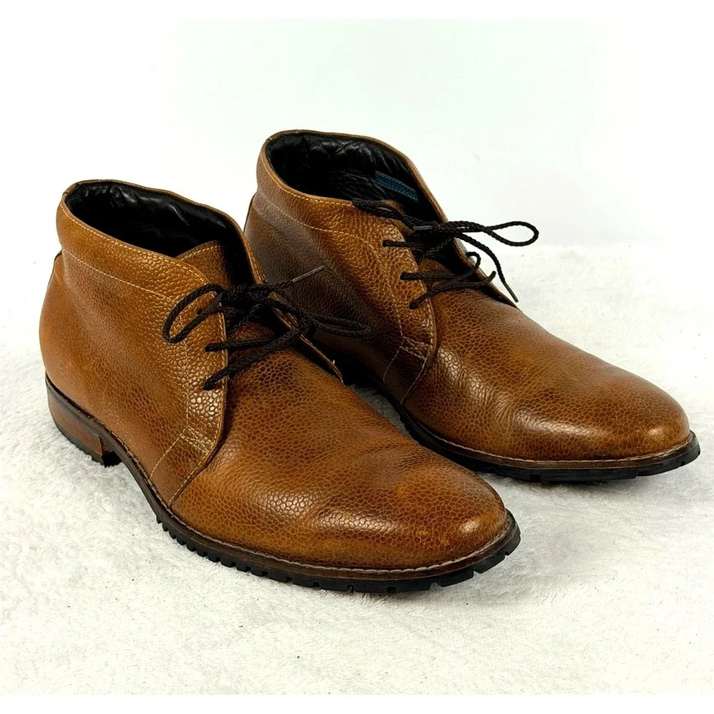 Cole Haan Air Brown Pebbled Leather Chukka Boots Men's 10.5M Lace Up Comfort